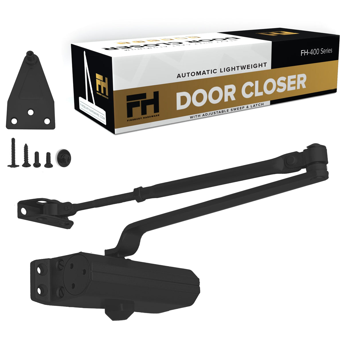 Lightweight Aluminum Door Closer - Size 3 - Matte Black Finsbury Hardware Hardware