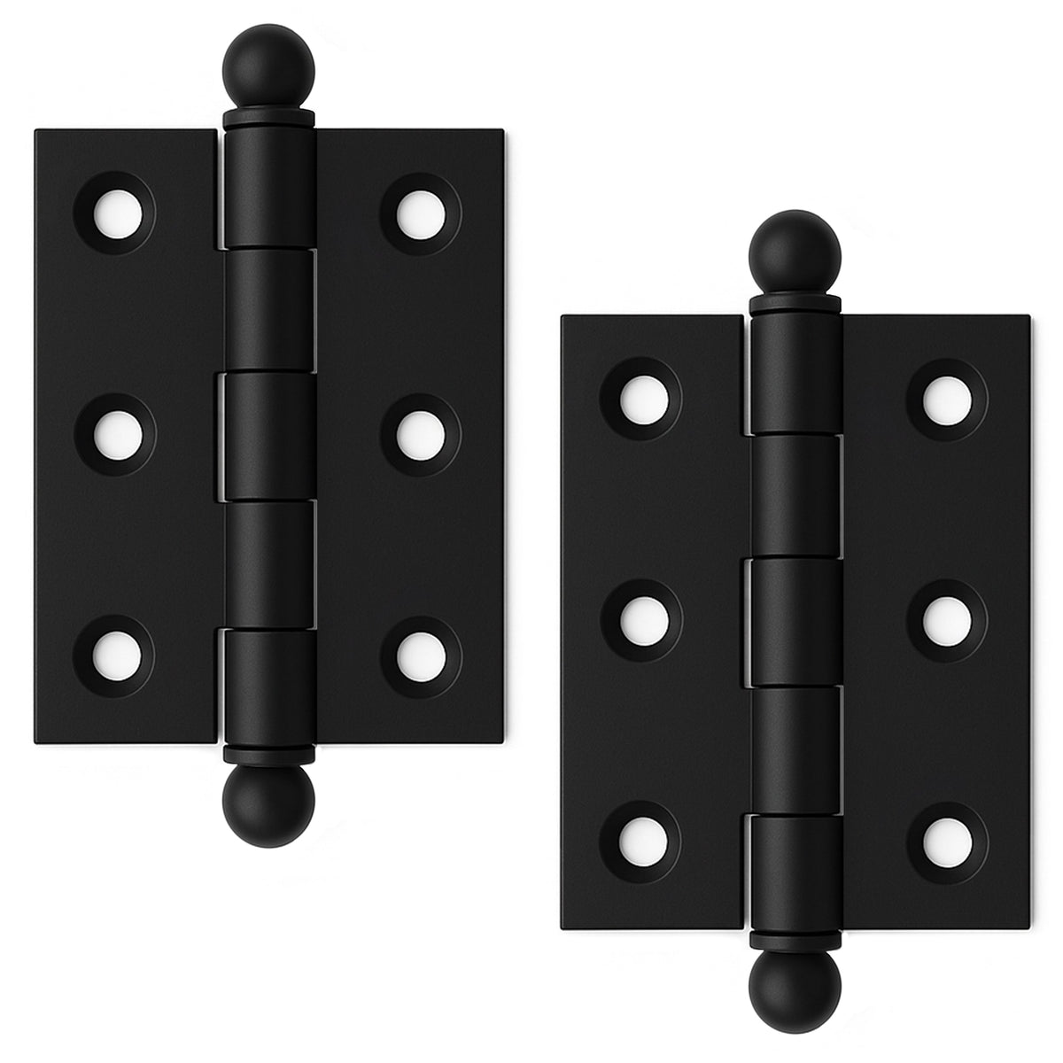 2" x 1-1/2" Cabinet Hinge, w/ Ball Tips, Solid Brass - Matte Black Finsbury Hardware Ball Bearing Hinges