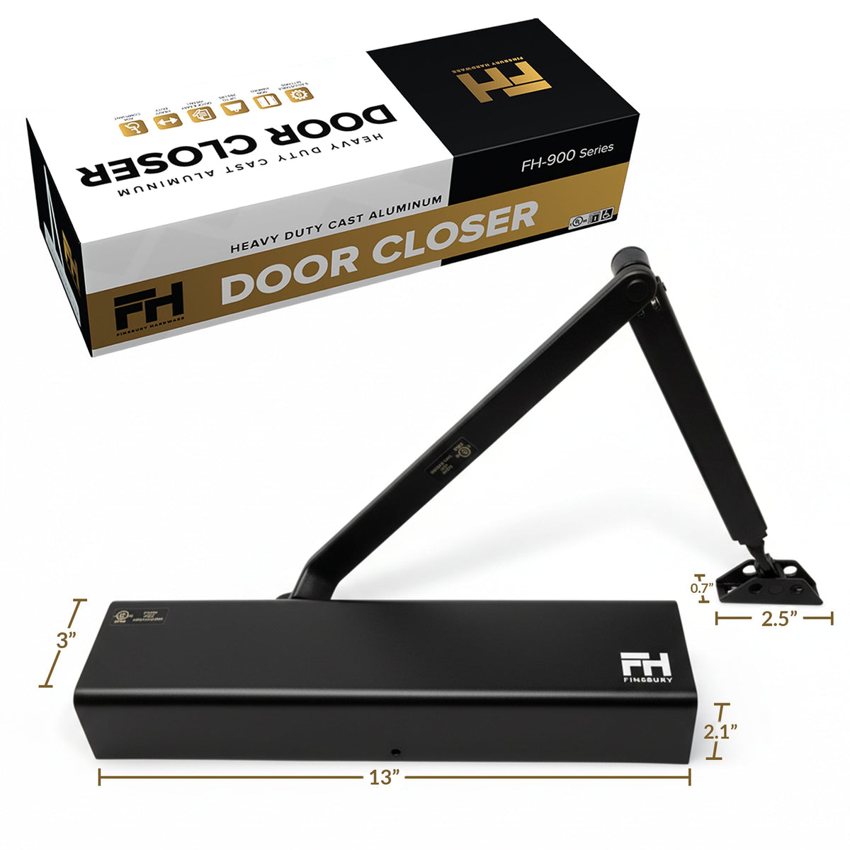 Heavy Duty Aluminum Commercial Door Closer - Matte Black Finsbury Hardware Hardware