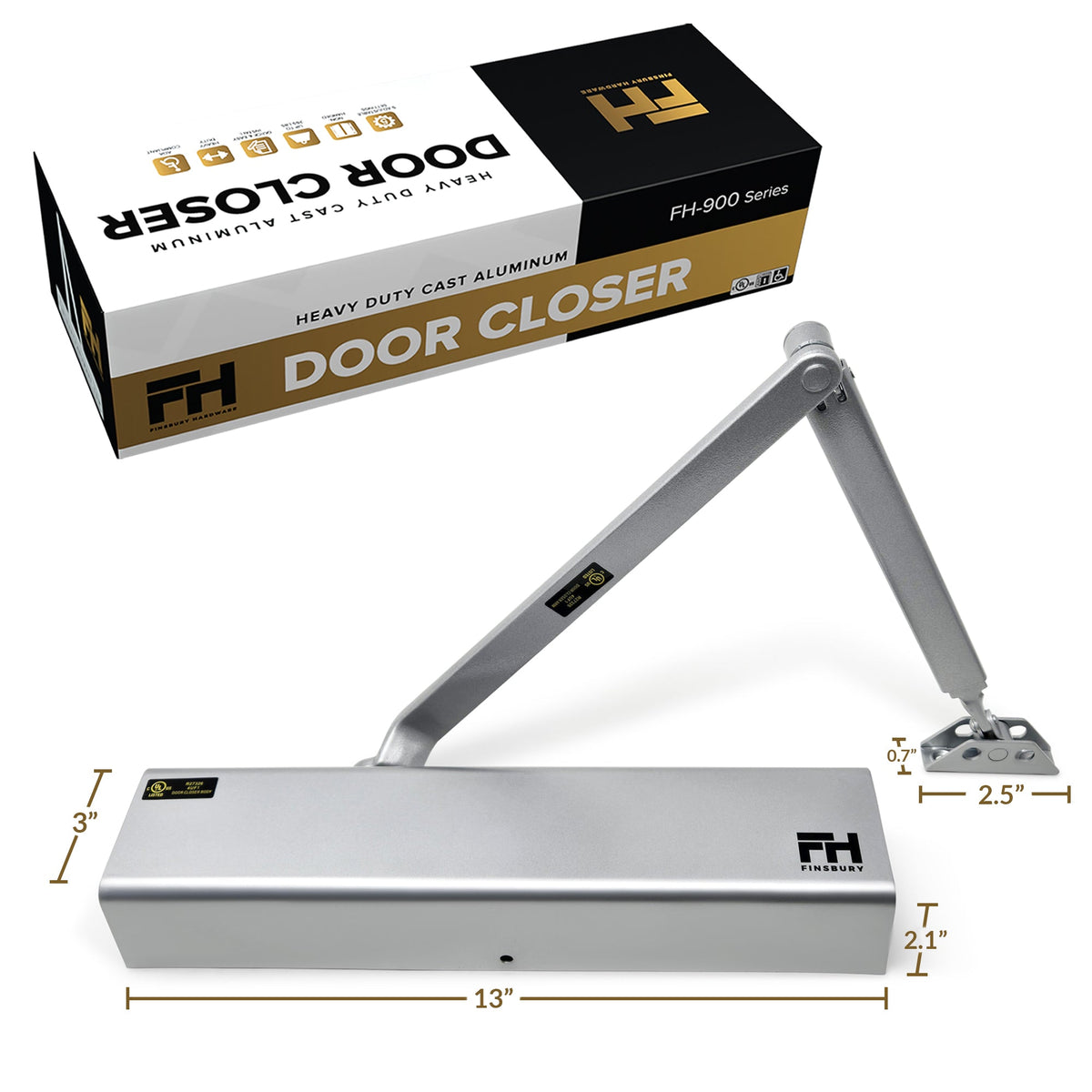 Heavy Duty Aluminum Commercial Door Closer - Aluminum Finsbury Hardware Hardware