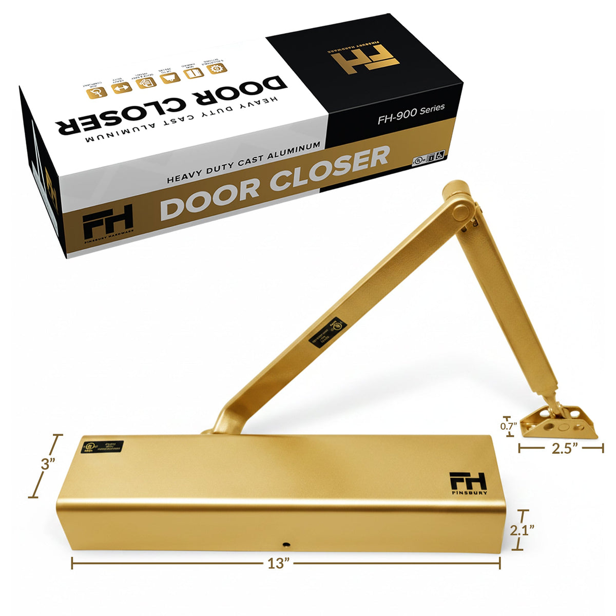 Heavy Duty Aluminum Commercial Door Closer - Gold Finsbury Hardware Hardware