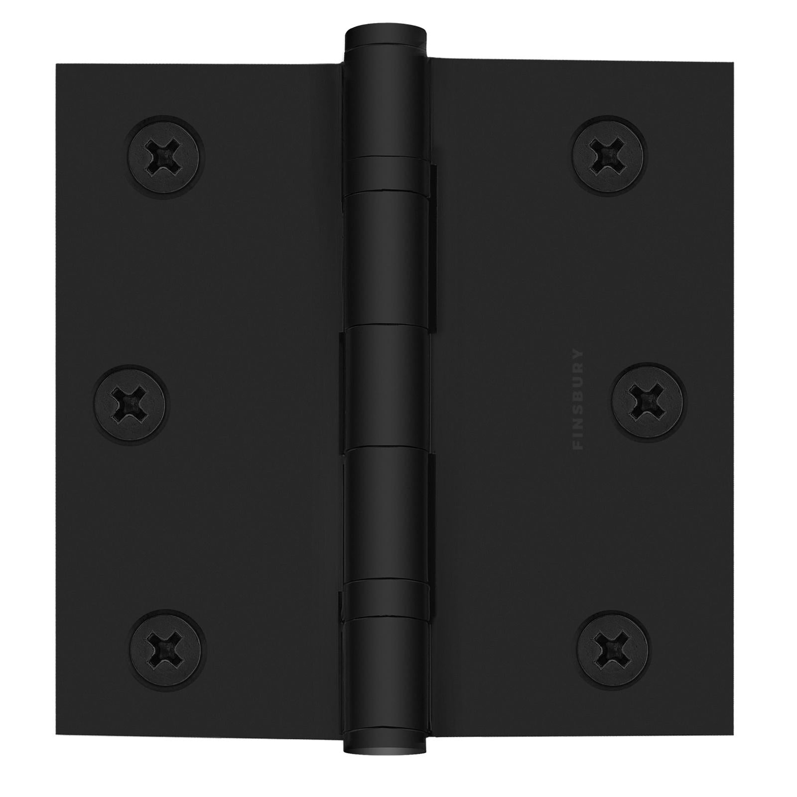 3x3 Inch Solid Brass Ball Bearing Door Hinge - Flat Black Finsbury Hardware Ball Bearing Hinges