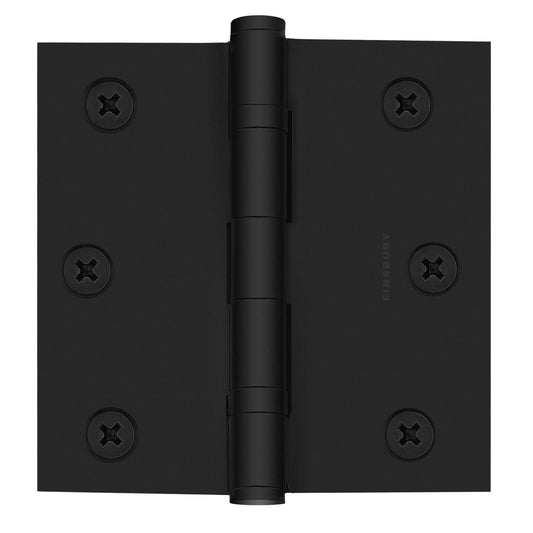 3x3 Inch Solid Brass Ball Bearing Door Hinge - Flat Black Finsbury Hardware Ball Bearing Hinges