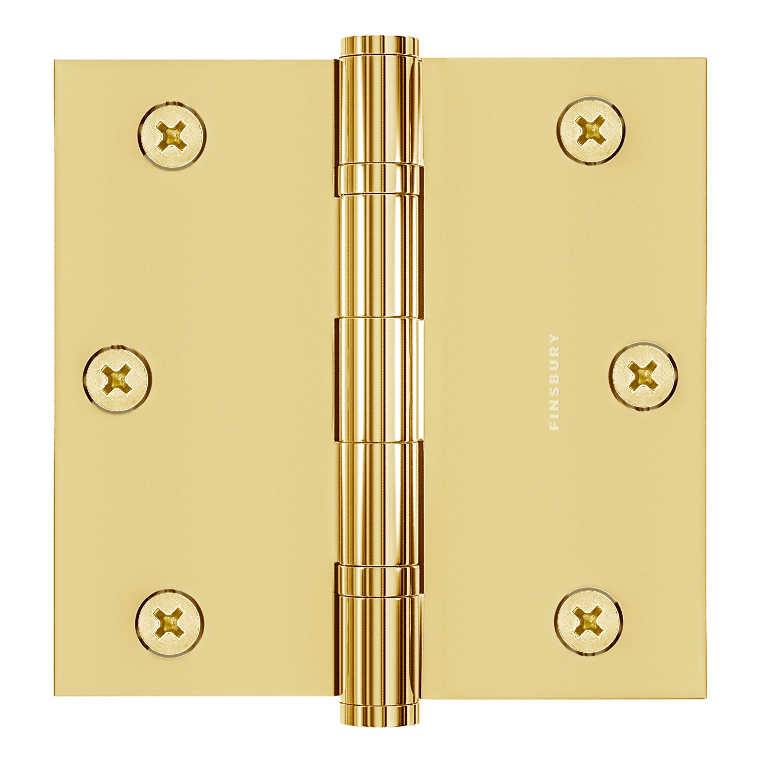 3.5 x 3.5 Inch Solid Brass Ball Bearing Door Hinge - Polished Brass Finsbury Hardware Ball Bearing Hinges