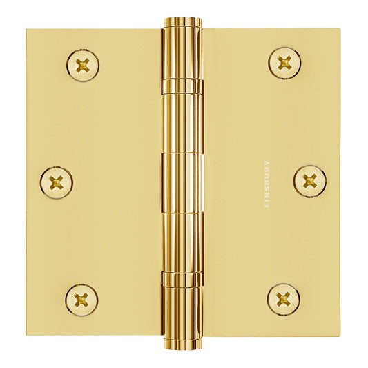 3.5 x 3.5 Inch Solid Brass Ball Bearing Door Hinge - Polished Brass Finsbury Hardware Ball Bearing Hinges