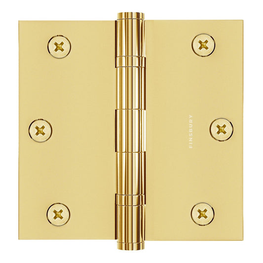 3x3 Inch Solid Brass Ball Bearing Door Hinge - Polished Brass Finsbury Hardware Ball Bearing Hinges