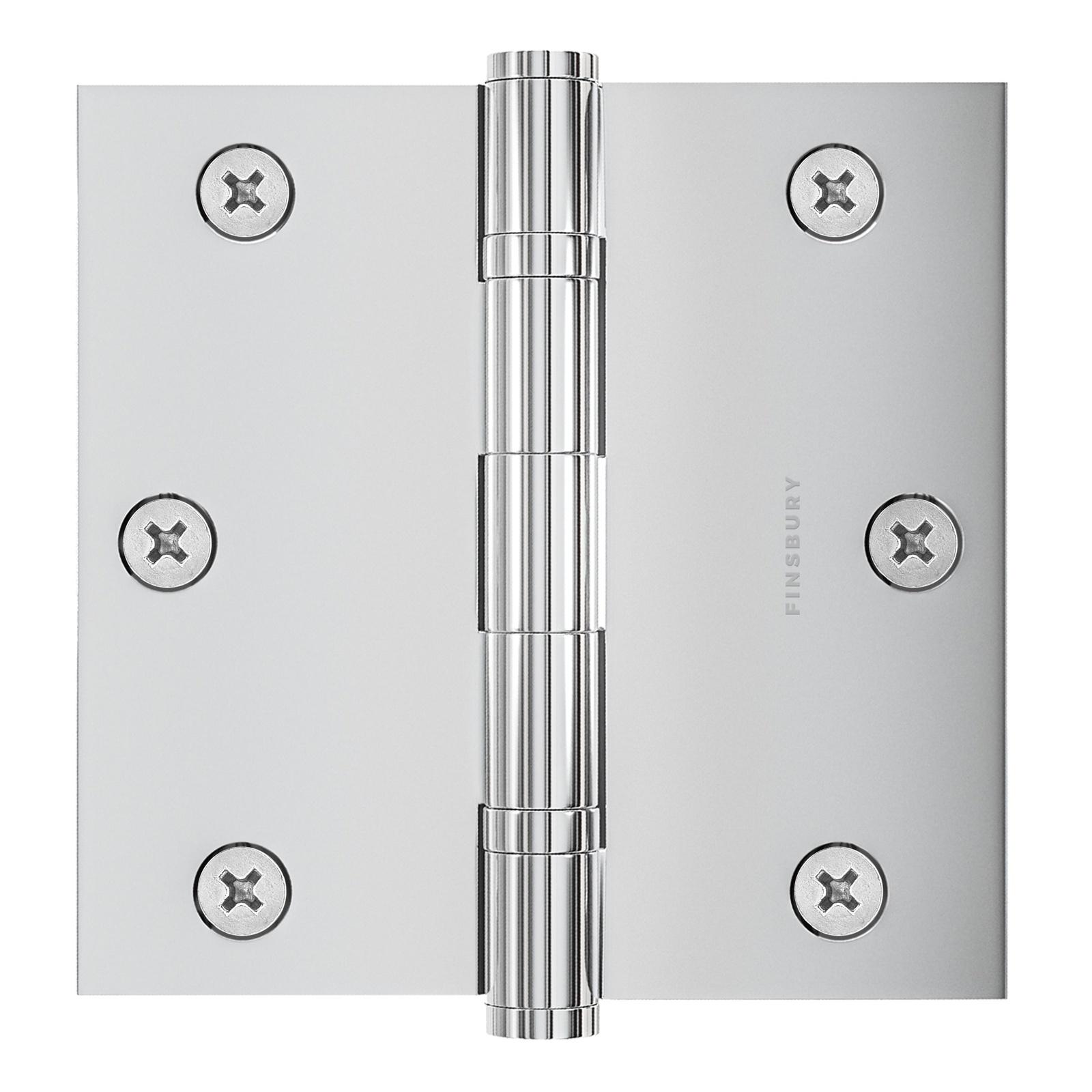 3.5 x 3.5 Inch Solid Brass Ball Bearing Door Hinge - Polished Chrome Finsbury Hardware Ball Bearing Hinges