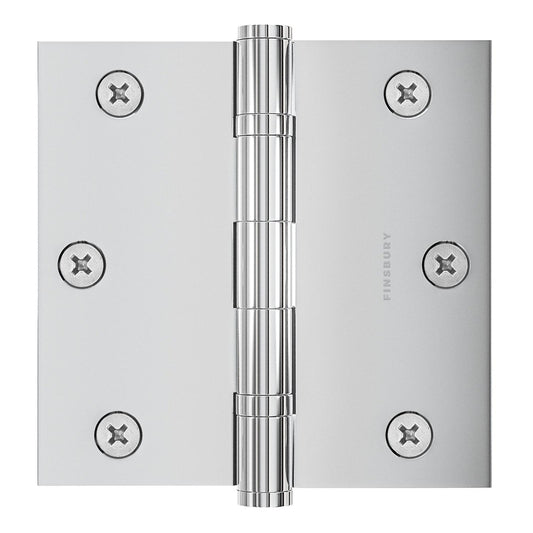 3.5 x 3.5 Inch Solid Brass Ball Bearing Door Hinge - Polished Chrome Finsbury Hardware Ball Bearing Hinges