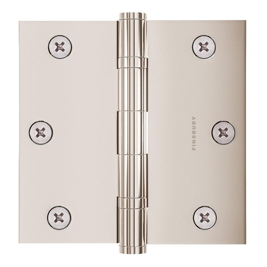 3.5 x 3.5 Inch Solid Brass Ball Bearing Door Hinge - Polished Nickel Finsbury Hardware Ball Bearing Hinges