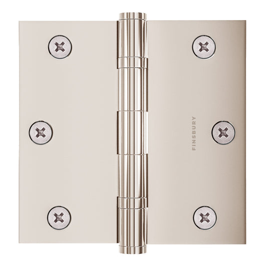 3x3 Inch Solid Brass Ball Bearing Door Hinge - Polished Nickel Finsbury Hardware Ball Bearing Hinges