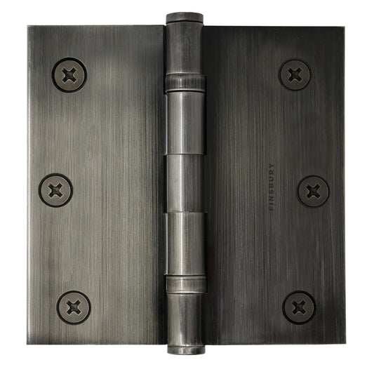 3.5 x 3.5 Inch Solid Brass Ball Bearing Door Hinge - Pewter Finsbury Hardware Ball Bearing Hinges