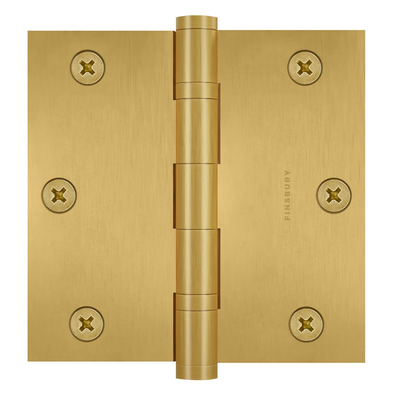 3.5 x 3.5 Inch Solid Brass Ball Bearing Door Hinge - Satin Brass Finsbury Hardware Ball Bearing Hinges
