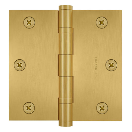 3.5 x 3.5 Inch Solid Brass Ball Bearing Door Hinge - Satin Brass Finsbury Hardware Ball Bearing Hinges