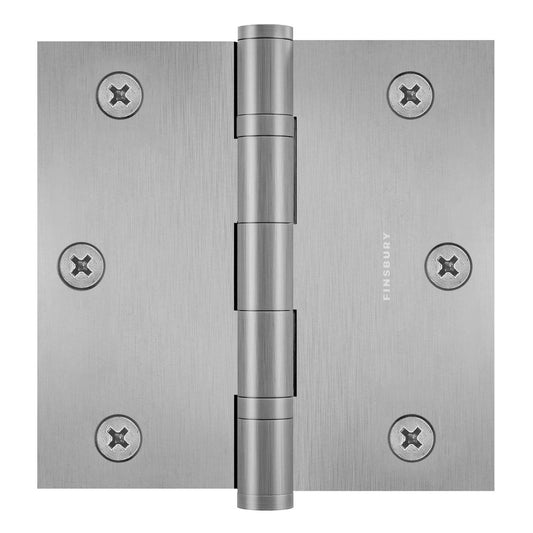 3.5 x 3.5 Inch Solid Brass Ball Bearing Door Hinge - Satin Nickel Finsbury Hardware Ball Bearing Hinges