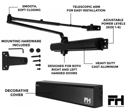 Heavy Duty Aluminum Commercial Door Closer - Matte Black Finsbury Hardware Hardware
