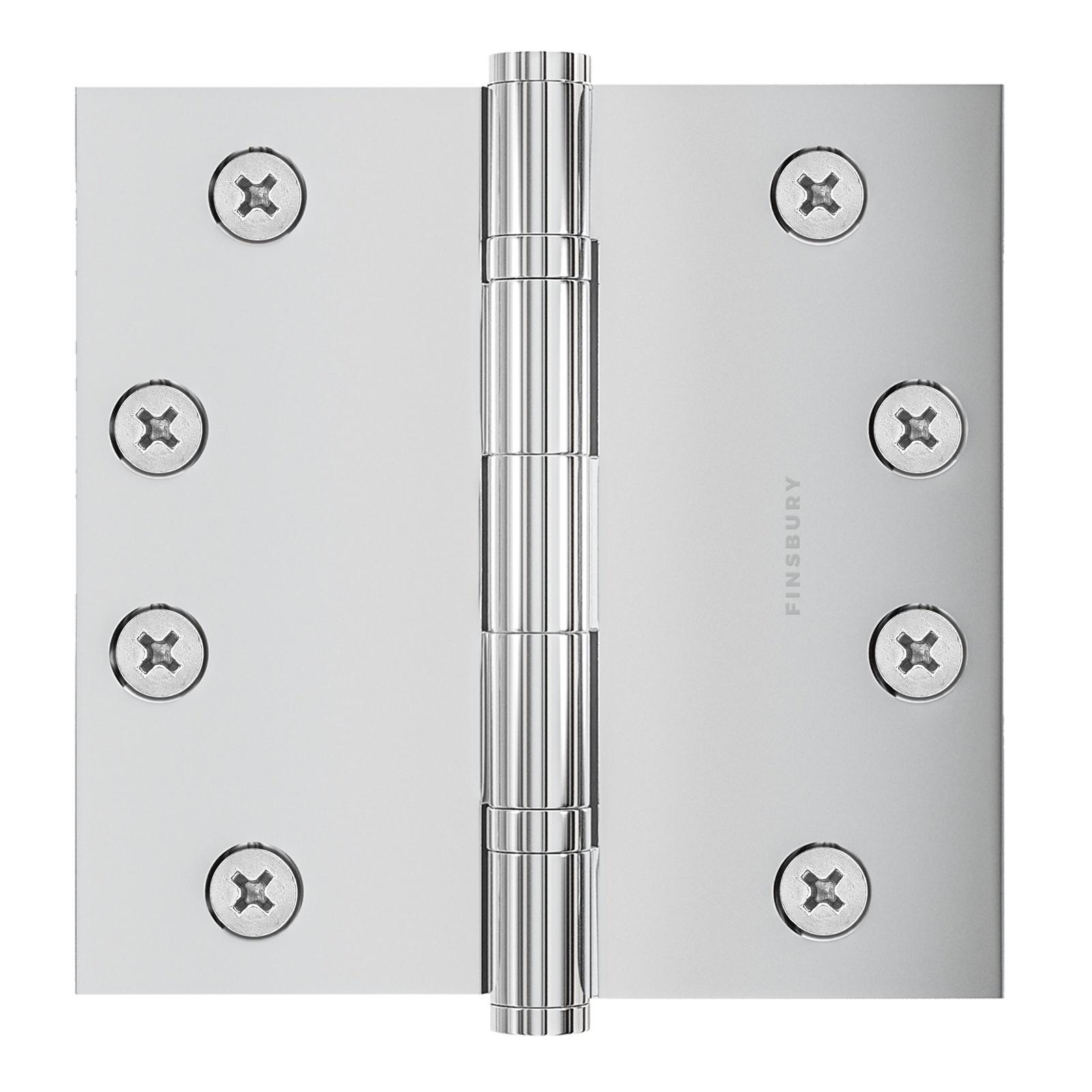 4.5 x 4.5 Inch Solid Brass Ball Bearing Door Hinge - Polished Chrome Finsbury Hardware Ball Bearing Hinges