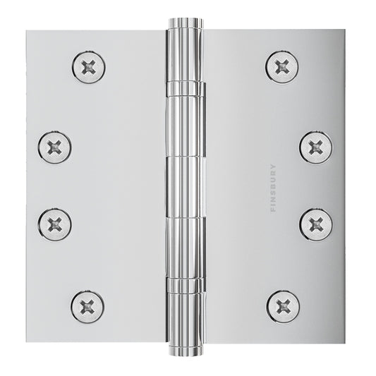 4x4 Inch Solid Brass Ball Bearing Door Hinge - Polished Chrome Finsbury Hardware Ball Bearing Hinges