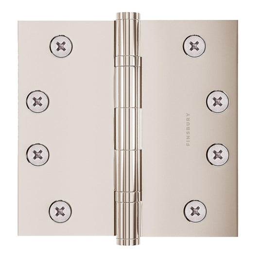 4.5 x 4.5 Inch Solid Brass Ball Bearing Door Hinge - Polished Nickel Finsbury Hardware Ball Bearing Hinges