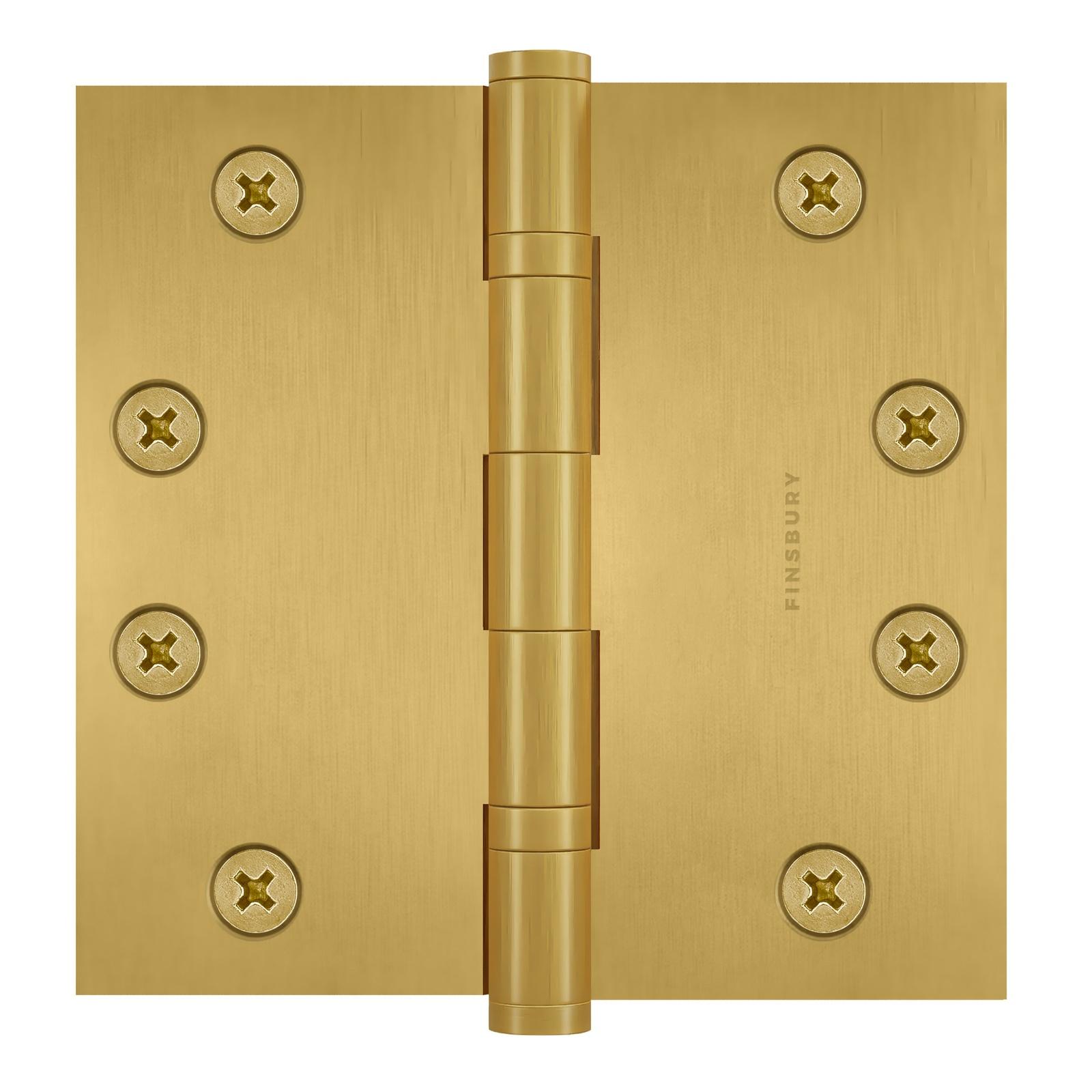 4.5 x 4.5 Inch Solid Brass Ball Bearing Door Hinge - Satin Brass Finsbury Hardware Ball Bearing Hinges