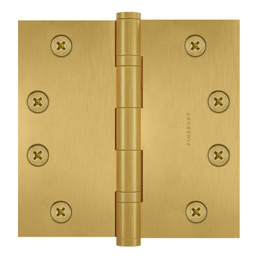 4x4 Inch Solid Brass Ball Bearing Door Hinge - Satin Brass Finsbury Hardware Ball Bearing Hinges
