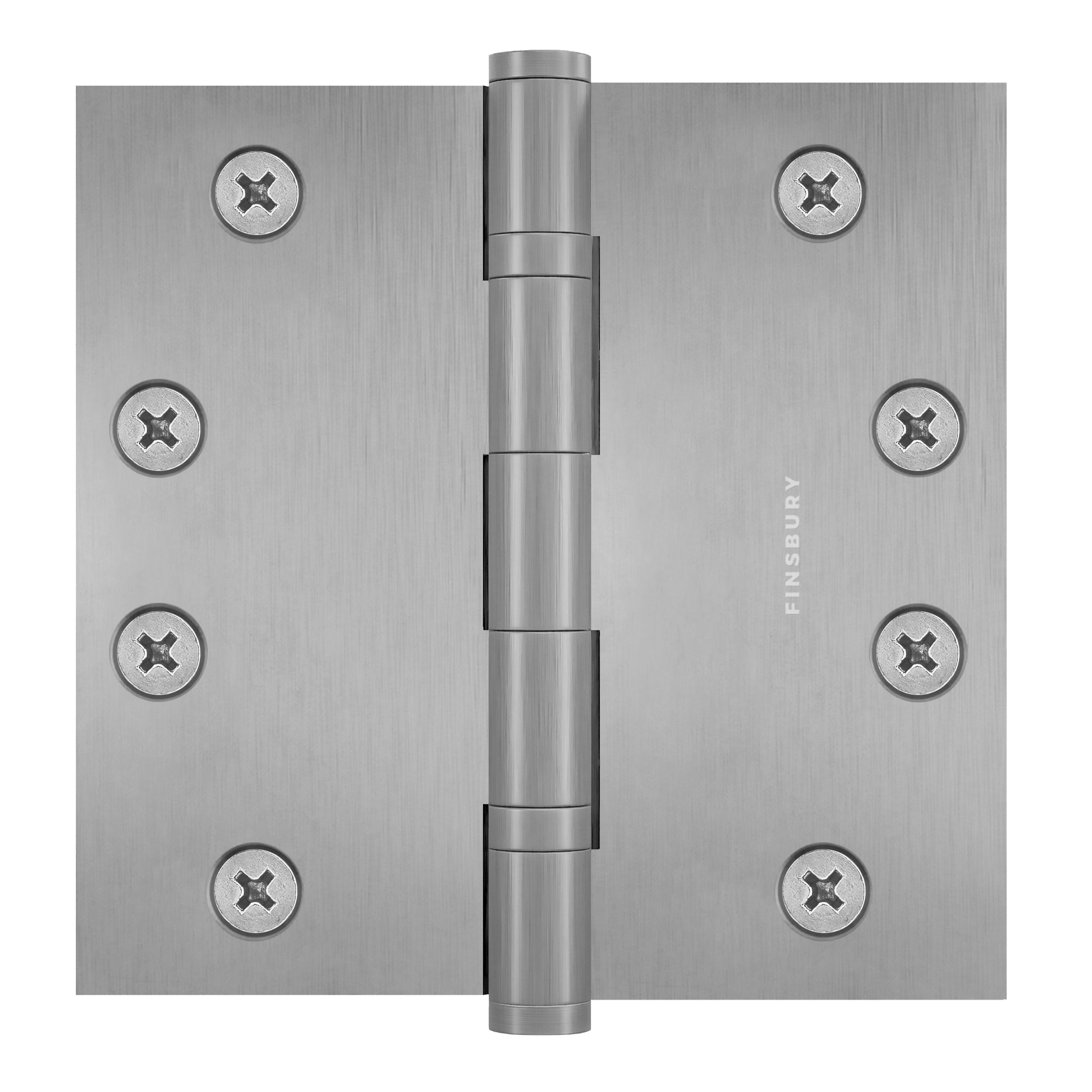 4.5 x 4.5 Inch Solid Brass Ball Bearing Door Hinge - Satin Nickel Finsbury Hardware Ball Bearing Hinges