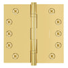 5x5 Inch Solid Brass Ball Bearing Door Hinge - Non Lacquered Polished Brass Finsbury Hardware Ball Bearing Hinges