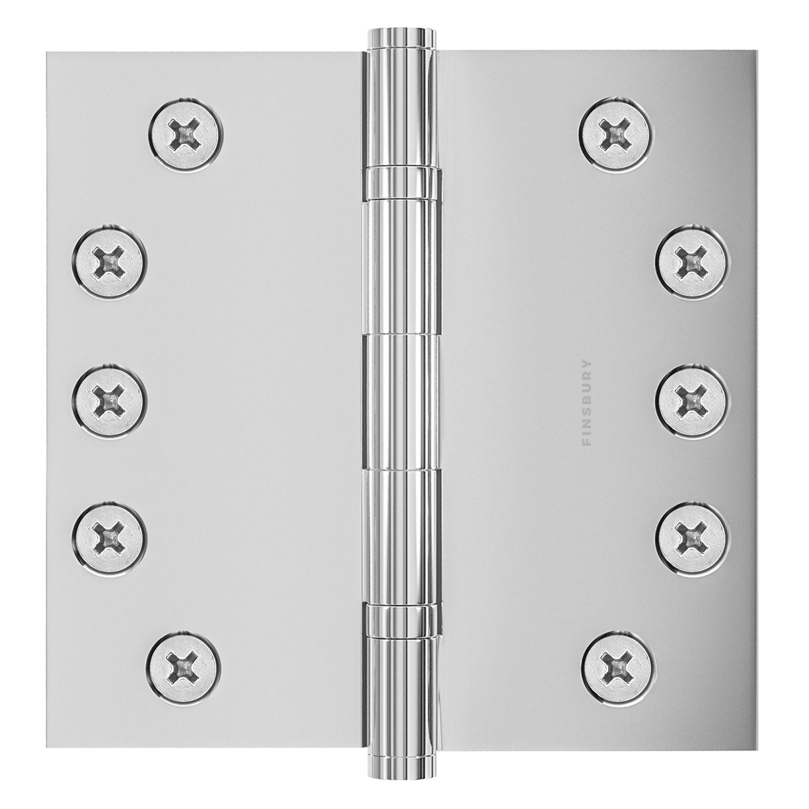 5x5 Inch Solid Brass Ball Bearing Door Hinge - Polished Chrome Finsbury Hardware Ball Bearing Hinges
