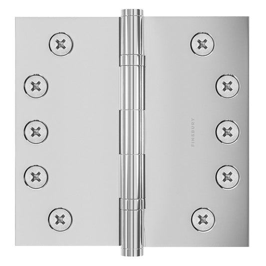 5x5 Inch Solid Brass Ball Bearing Door Hinge - Polished Chrome Finsbury Hardware Ball Bearing Hinges