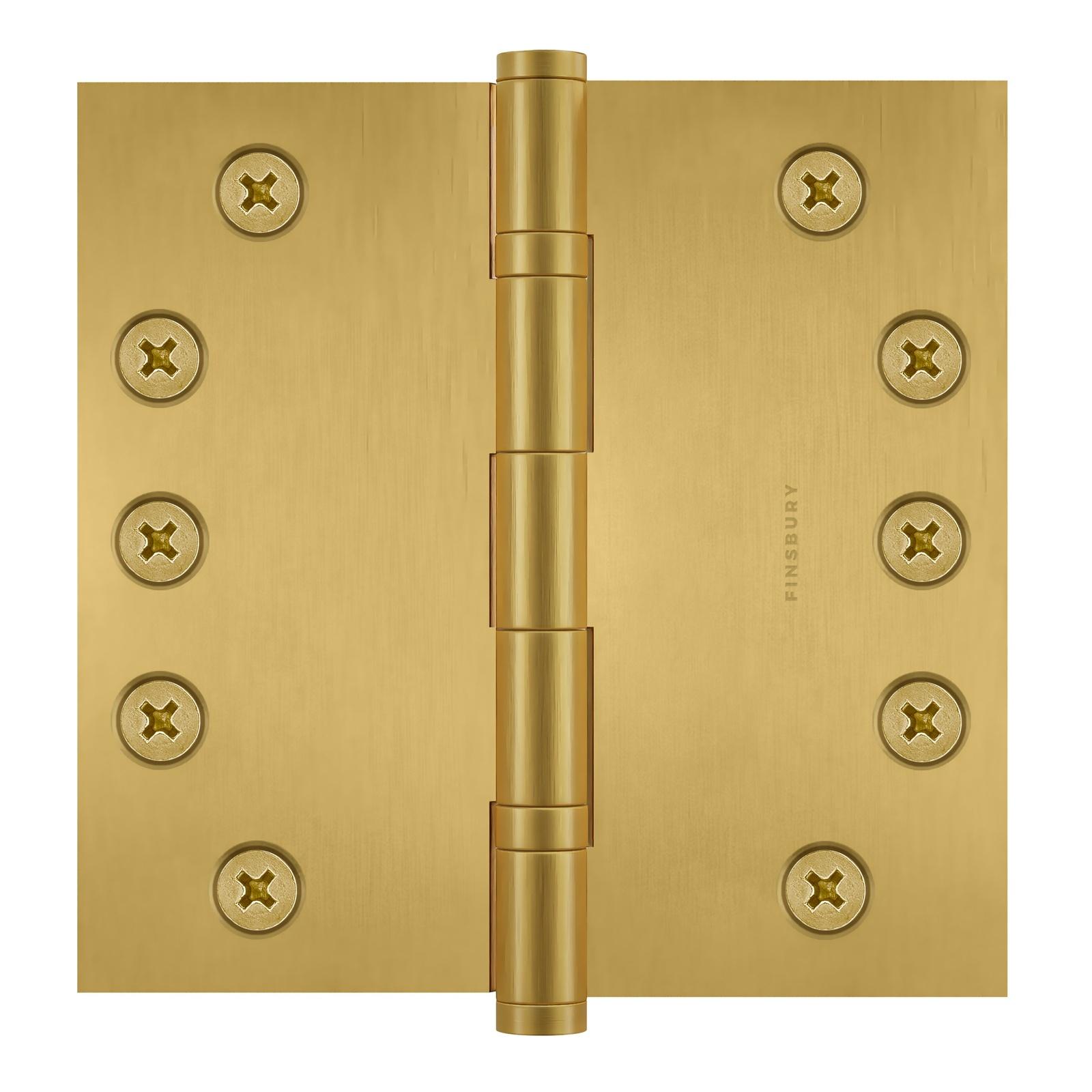 5x5 Inch Solid Brass Ball Bearing Door Hinge - Satin Brass Finsbury Hardware Ball Bearing Hinges