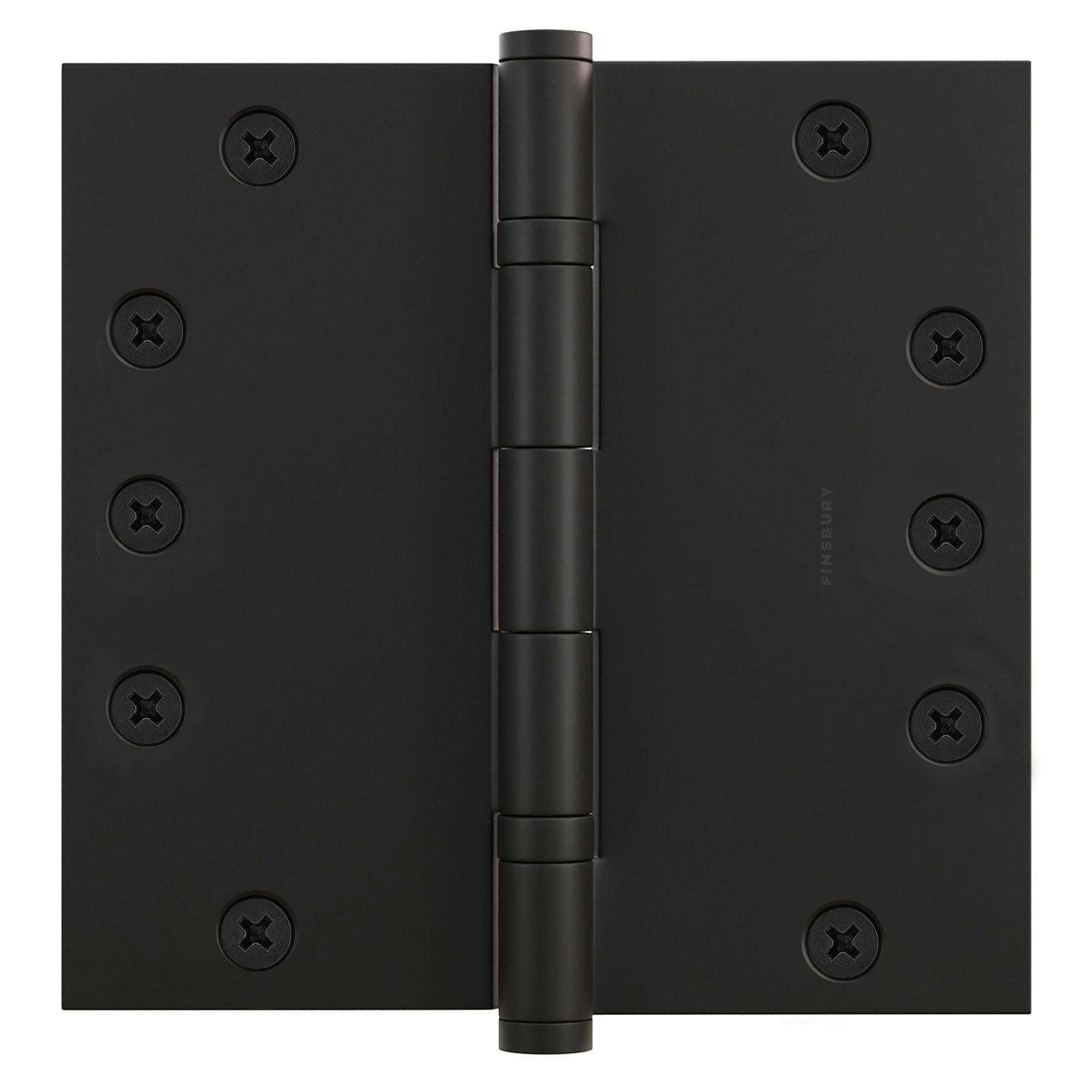 6x6 Inch Solid Brass Ball Bearing Door Hinge - Flat Black Finsbury Hardware Ball Bearing Hinges