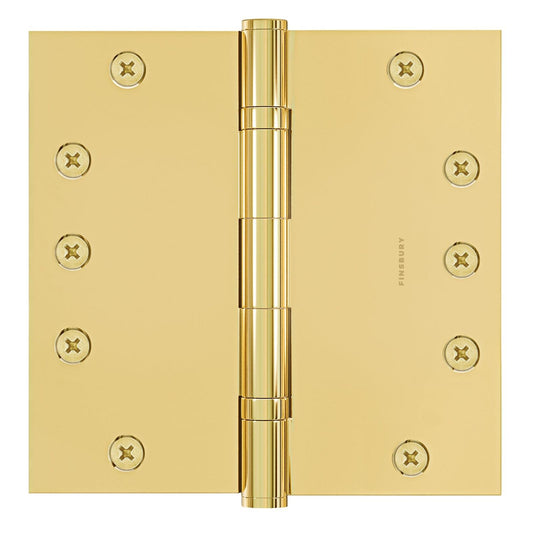 6x6 Inch Solid Brass Ball Bearing Door Hinge - Polished Brass Finsbury Hardware Ball Bearing Hinges
