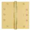 6x6 Inch Solid Brass Ball Bearing Door Hinge - Non Lacquered Polished Brass Finsbury Hardware Ball Bearing Hinges