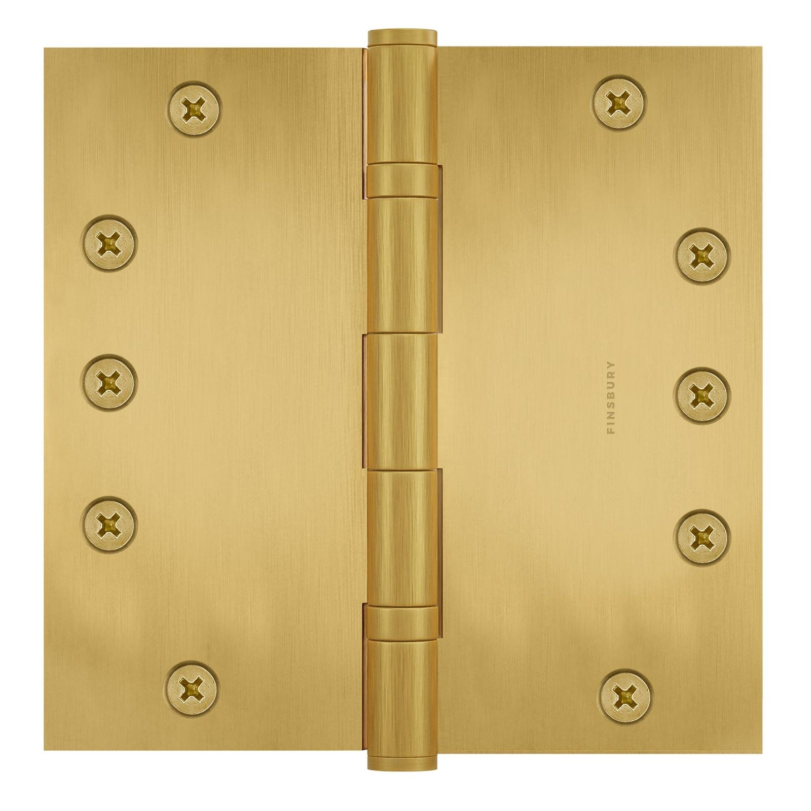 6x6 Inch Solid Brass Ball Bearing Door Hinge - Satin Brass Finsbury Hardware Ball Bearing Hinges