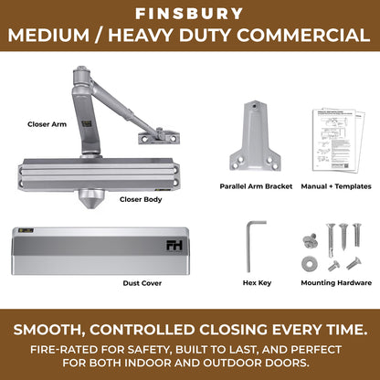 Medium/Heavy Duty Door Closer - Aluminum Finish Finsbury Hardware Hardware