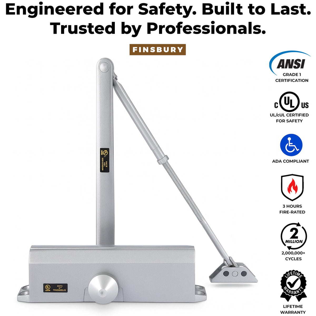 Medium/Heavy Duty Door Closer - Aluminum Finish Finsbury Hardware Hardware