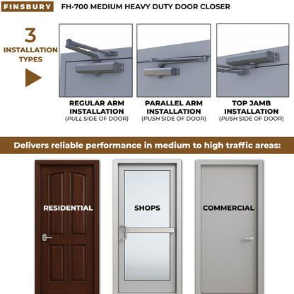 Medium/Heavy Duty Door Closer - Aluminum Finish Finsbury Hardware Hardware