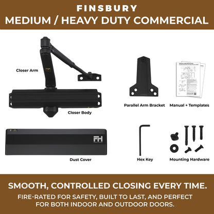 Medium/Heavy Duty Door Closer - Matte Black Finish Finsbury Hardware Hardware