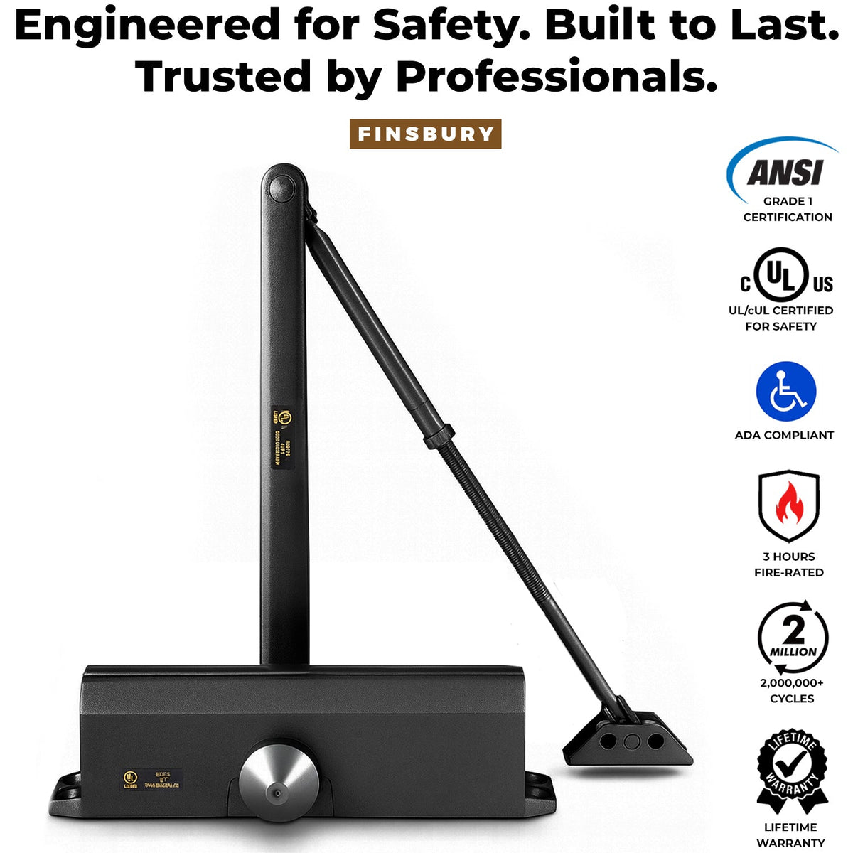 Medium/Heavy Duty Door Closer - Matte Black Finish Finsbury Hardware Hardware