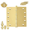 5x5 Inch Solid Brass Ball Bearing Entrance Door Hinge - Polished Brass (Super Heavy Duty 5MM) Finsbury Hardware Ball Bearing Hinges
