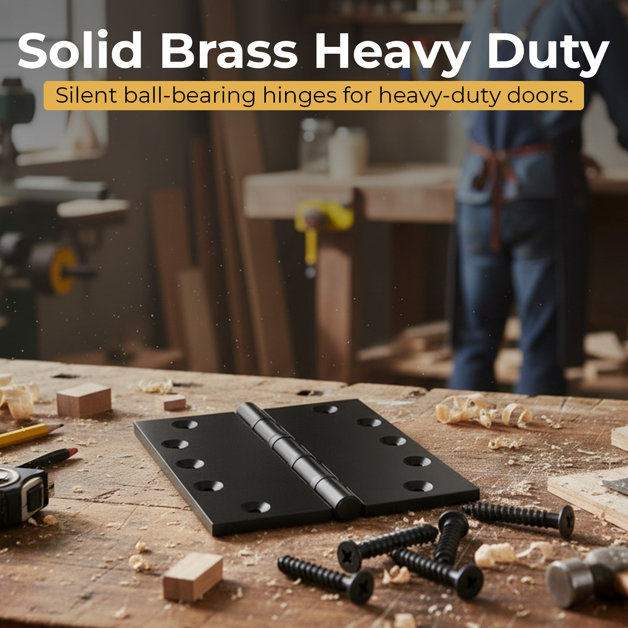 5x5 Inch Solid Brass Ball Bearing Entrance Door Hinge - Matte Black (Super Heavy Duty 5MM) Finsbury Hardware Ball Bearing Hinges
