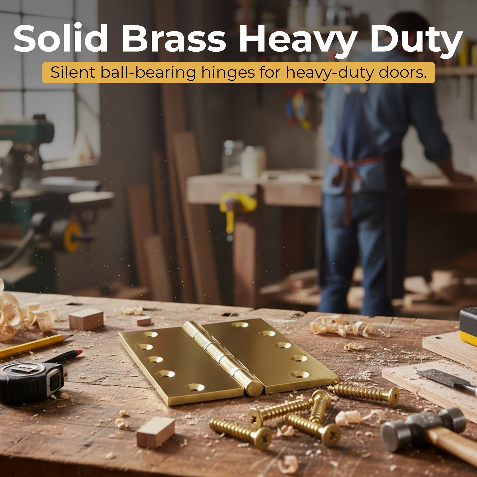 5x5 Inch Solid Brass Ball Bearing Entrance Door Hinge - Polished Brass (Super Heavy Duty 5MM) Finsbury Hardware Ball Bearing Hinges