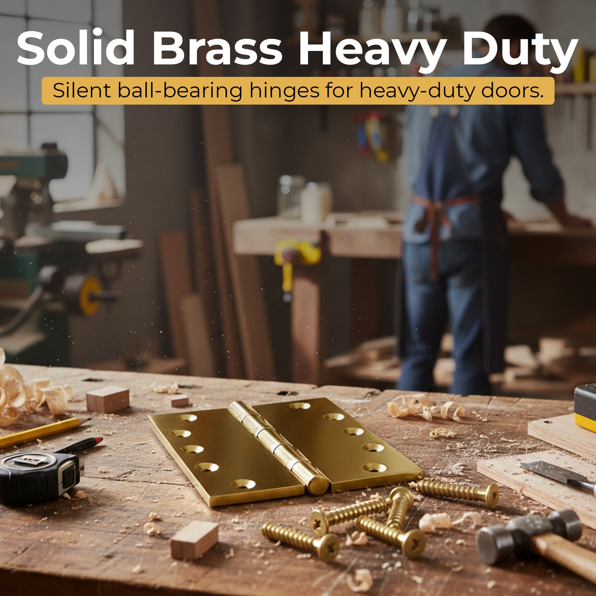 5x5 Inch Solid Brass Ball Bearing Entrance Door Hinge - Satin Brass (Super Heavy Duty 5MM) Finsbury Hardware Ball Bearing Hinges