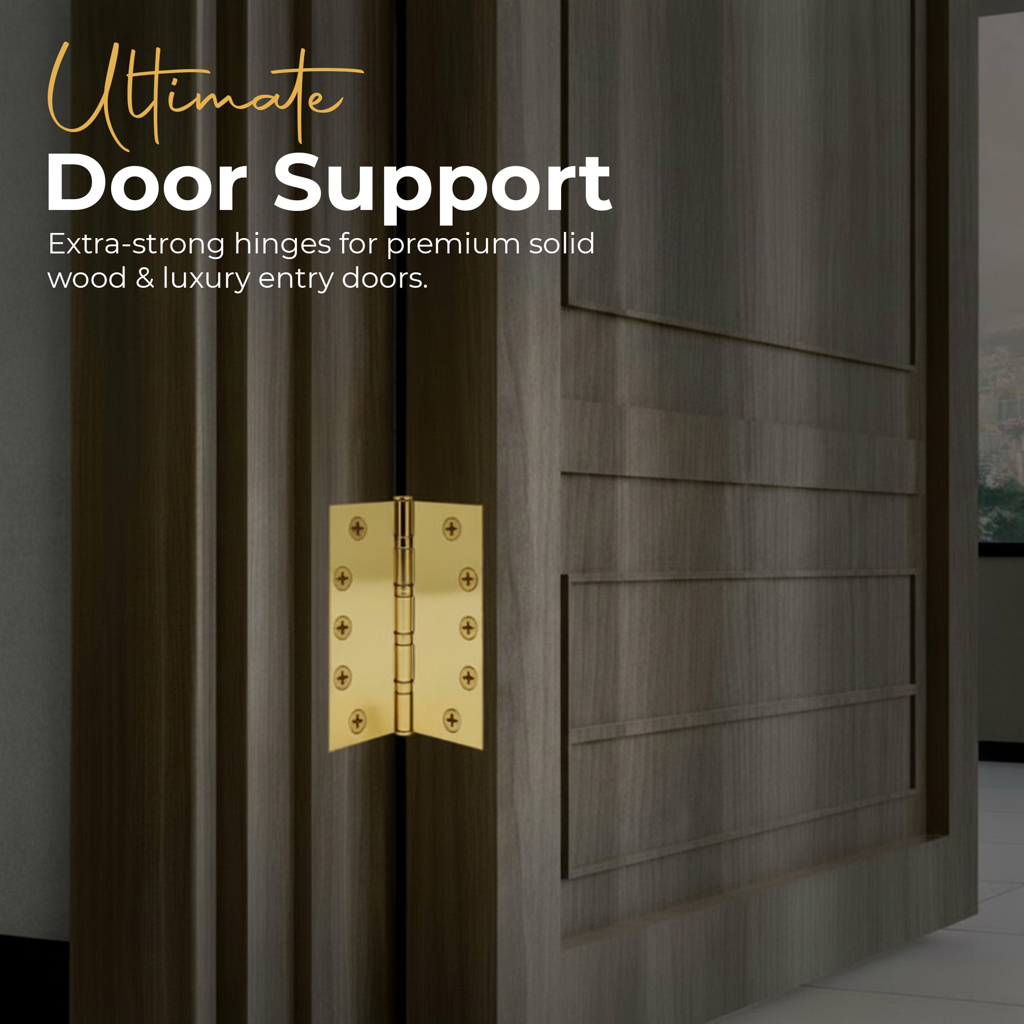 5x5 Inch Solid Brass Ball Bearing Entrance Door Hinge - Polished Brass (Super Heavy Duty 5MM) Finsbury Hardware Ball Bearing Hinges