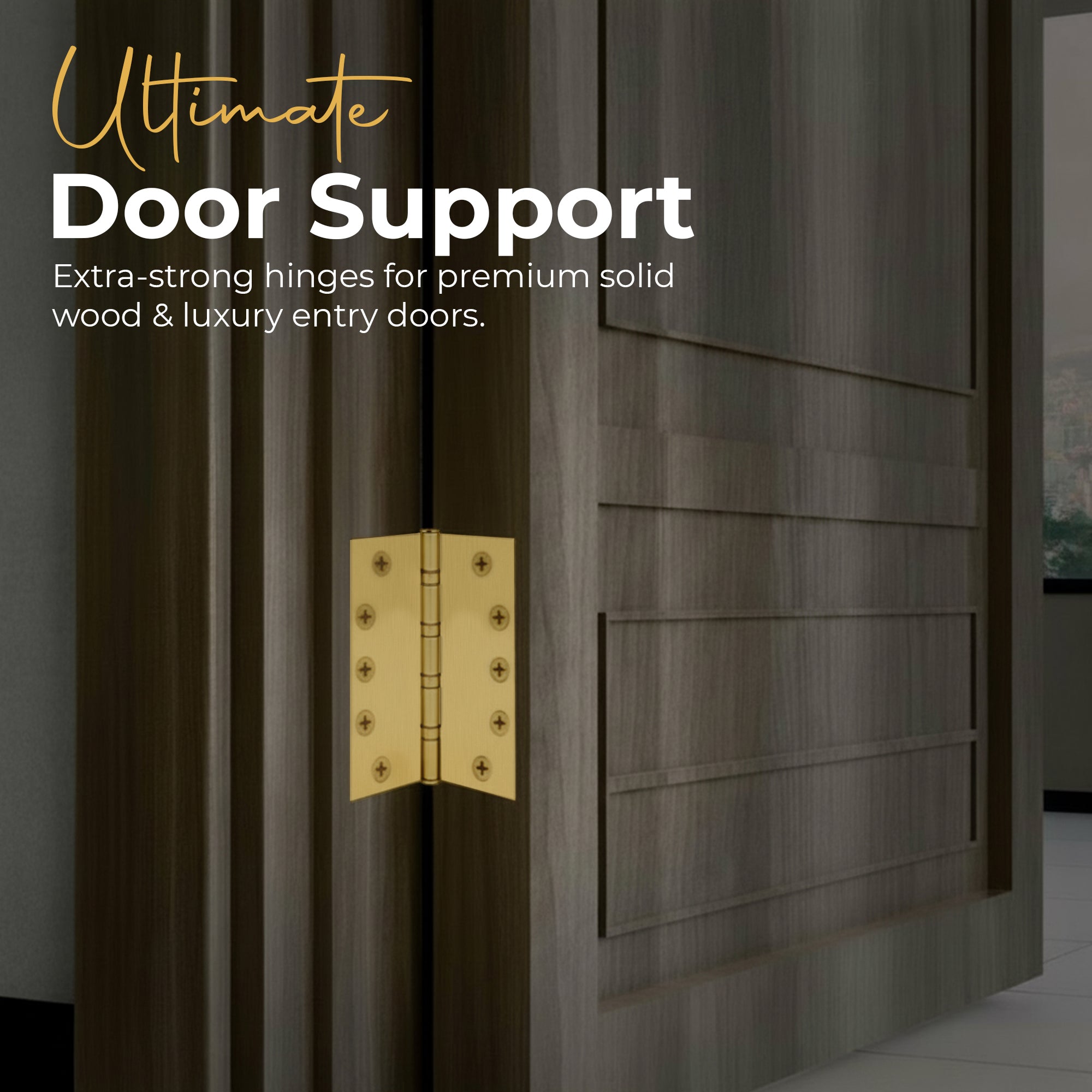 5x5 Inch Solid Brass Ball Bearing Entrance Door Hinge - Satin Brass (Super Heavy Duty 5MM) Finsbury Hardware Ball Bearing Hinges