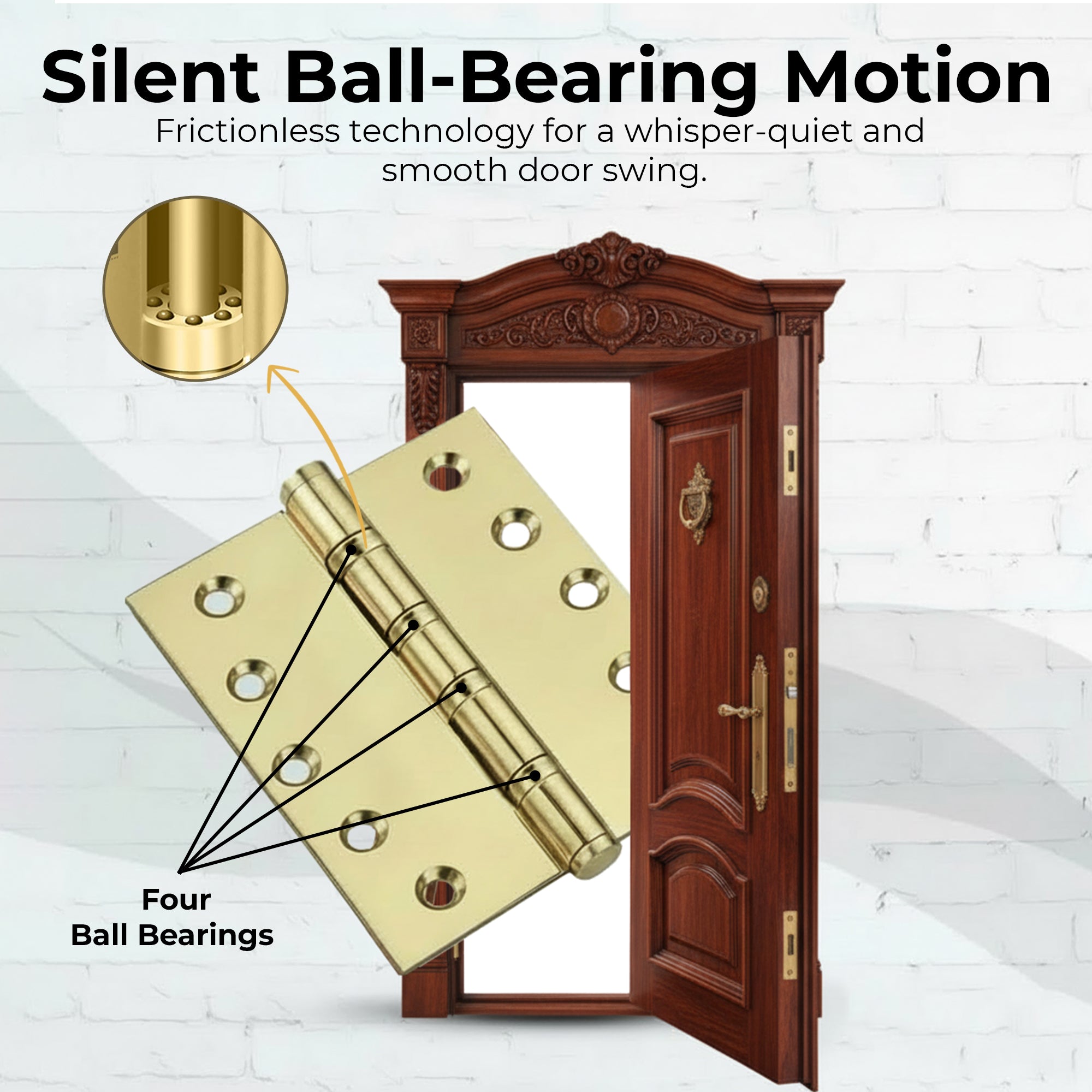 5x5 Inch Solid Brass Ball Bearing Entrance Door Hinge - Polished Brass (Super Heavy Duty 5MM) Finsbury Hardware Ball Bearing Hinges