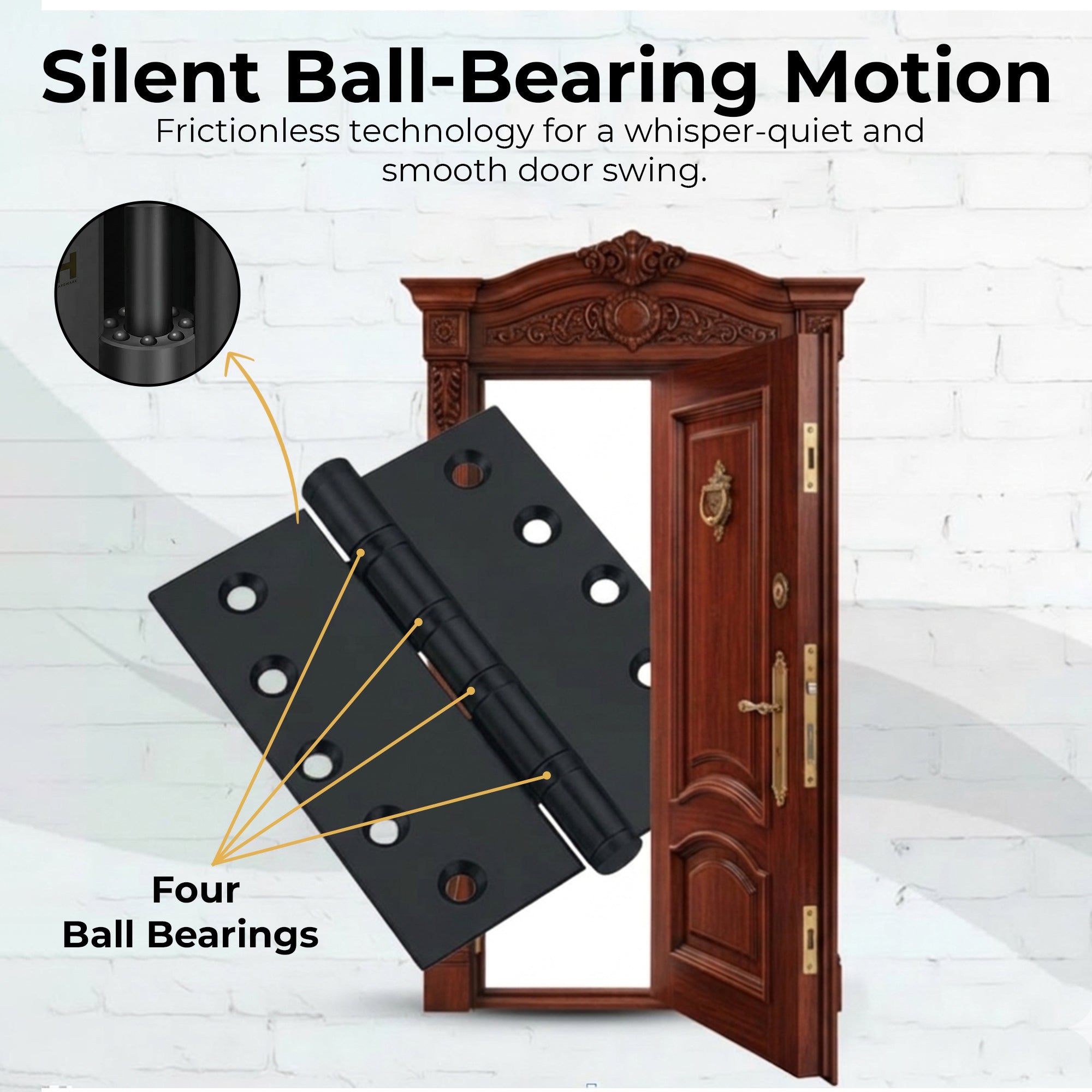5x5 Inch Solid Brass Ball Bearing Entrance Door Hinge - Matte Black (Super Heavy Duty 5MM) Finsbury Hardware Ball Bearing Hinges