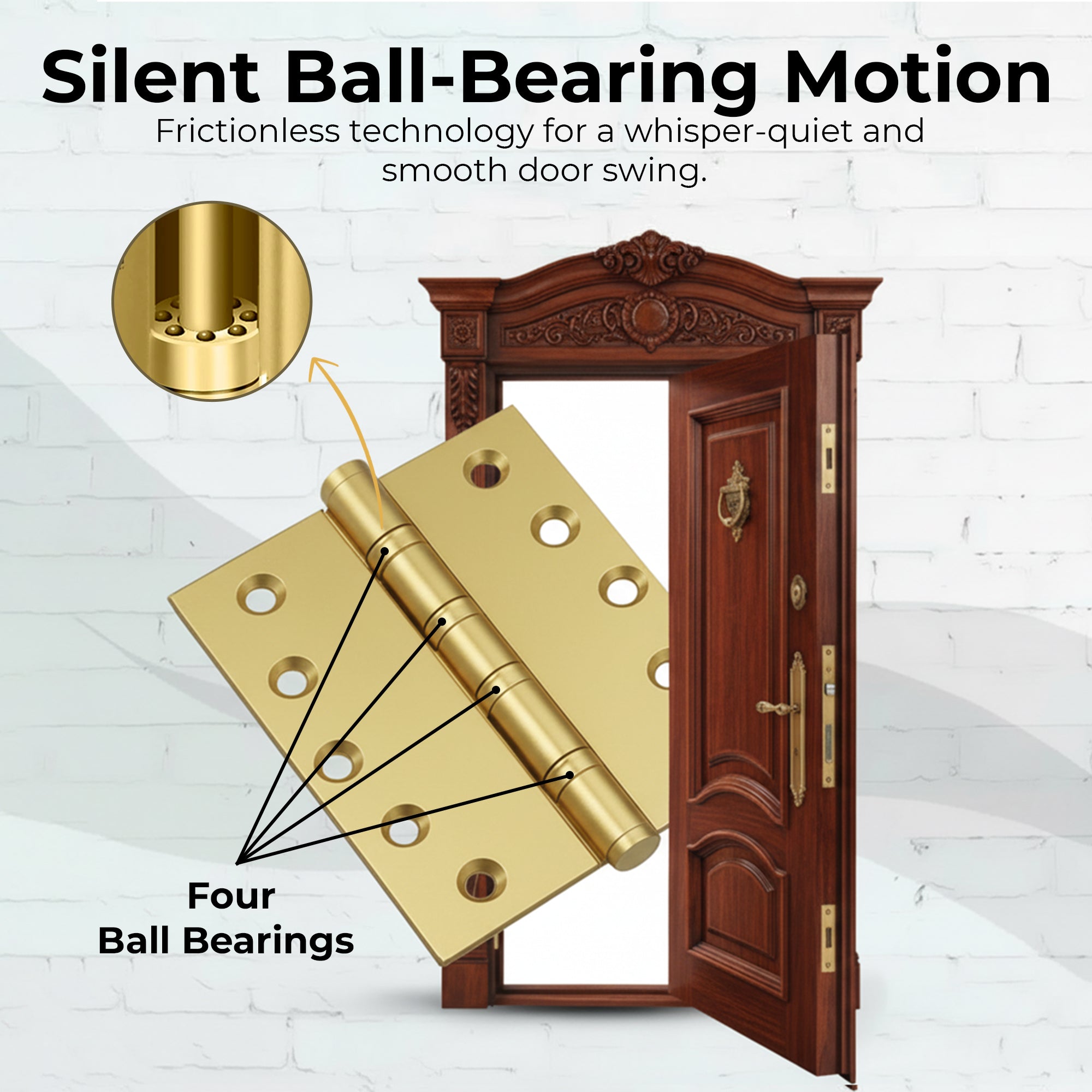 5x5 Inch Solid Brass Ball Bearing Entrance Door Hinge - Satin Brass (Super Heavy Duty 5MM) Finsbury Hardware Ball Bearing Hinges