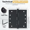 5x5 Inch Solid Brass Ball Bearing Entrance Door Hinge - Matte Black (Super Heavy Duty 5MM) Finsbury Hardware Ball Bearing Hinges