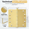 5x5 Inch Solid Brass Ball Bearing Entrance Door Hinge - Polished Brass (Super Heavy Duty 5MM) Finsbury Hardware Ball Bearing Hinges