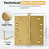 5x5 Inch Solid Brass Ball Bearing Entrance Door Hinge - Satin Brass (Super Heavy Duty 5MM) Finsbury Hardware Ball Bearing Hinges